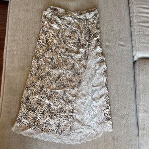 Aerie Asymmetrical Animal Print Skirt with Lace